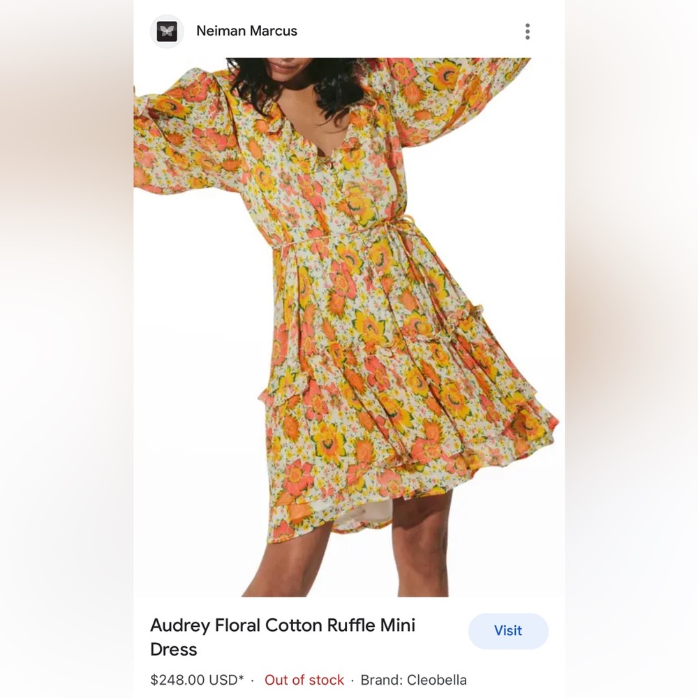 Cleobella Audrey Floral Cotton Ruffle Mini Dress S